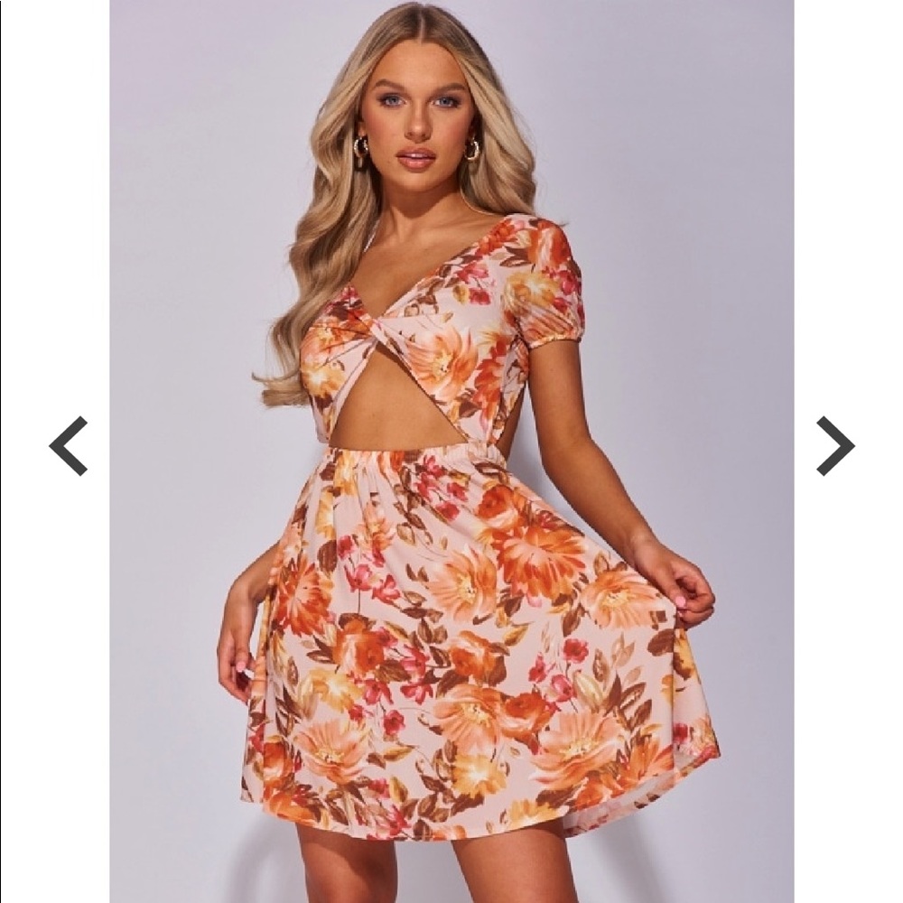 Orange cut out summer dress